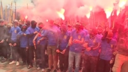 Far-Right Ukrainian Group Stages Smoky Protest In Kyiv