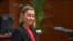 Përfaqësuesja e lartë e Bashkimit Evropian, Federica Mogherini, në Parlamentin maqedonas.