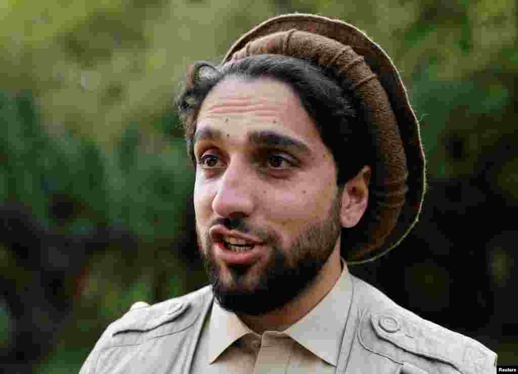 Ahmad Masud is the leader of the National Resistance Front. He is the son of Afghanistan&#39;s slain anti-Soviet resistance hero, Ahmad Shah Masud, who fought against the Taliban in the 1990s and early 2000s until he was killed by Al-Qaeda suicide bombers. Ahmad Masud is seen here speaking at his house in Bazarak, Panjshir Province, Afghanistan, on September 5, 2019.