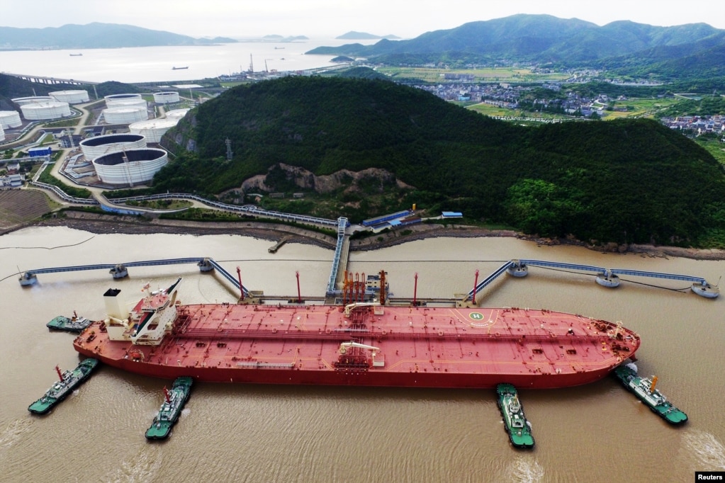 CHINA -- An oil tanker is seen at a crude oil terminal in Ningbo Zhoushan port, Zhejiang province, China May 16, 2017. Picture taken May 16, 2017.