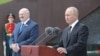 Аляксандар Лукашэнка і Ўладзімір Пуцін на адкрыцьці мэмарыялу каля Ржэву (Расея). 30 чэрвеня 2020