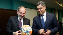 Armenia - Prime Minister Nikol Pashinian (L) and National Security Service Director Artur Vanetsian visit the Football Academy in Yerevan, March 25, 2019.