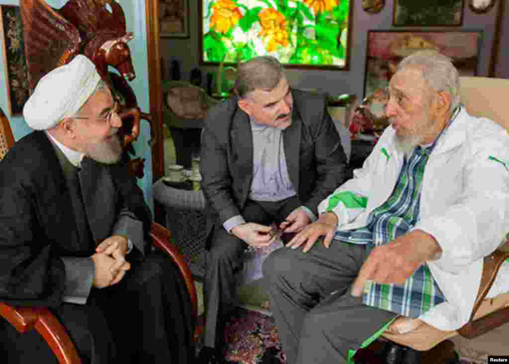 Фидел Кастро менен Хасан Роухани. Иран. 2016