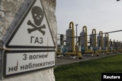 Gas lines at the Oparivske underground gas-storage facility in the Lviv region of Ukraine (file photo)