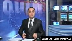 Armenia -- The GALA TV station in Gyumri broadcasts an evening news program.