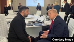 Президент США Дональд Трамп окремо зустрічається з президентом України Володимиром Зеленським на полях саміту G7 у Франції, 16 червня 2026 року