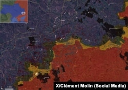 Мапа авіаударів Костянтинівка-Добропілля-Покровськ французького осінтера Клемана Молена