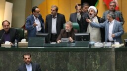 Heated debate in the Iranian parliament over anti-corruption, anti money laundering and anti terror financing bills. October 2018.