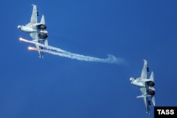Sukhoi Su-30 fighters take part in drills in 2016.