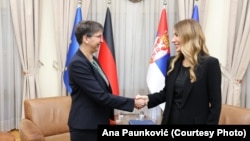 Ambasadorka Nemačke Anke Konrad (levo) i ministarka rudarstva i energetike Dubravka Đedović Handanović, 16. oktobar 2024.