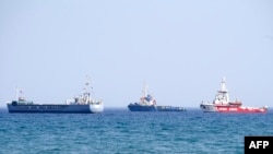 Tri anijet me ndihma që janë nisur drejt Rripit të Gazës. 30 mars 2024. 