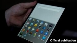 Armenia - A first-ever Armenian-designed tablet computer unveiled at a government meeting in Yerevan, 6Dec2013.
