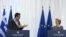 Premierul grec Kyriakos Mitsotakis, alături de președintele Comisiei Europene, Ursula von der Leyen