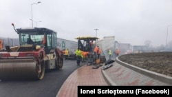 Șantierul autostrăzii Sibiu-Pitești.