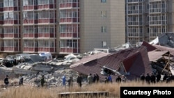 Қарағанды қаласындағы қирап қалған тұрғын үй. Қарағанды, 6 сәуір 2012 жыл.