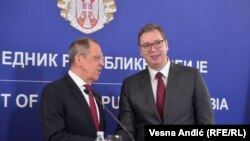 Šef diplomatije Rusije Sergej Lavrov i predsednik Srbije Aleksandar Vučić, Beograd (15. decembar)