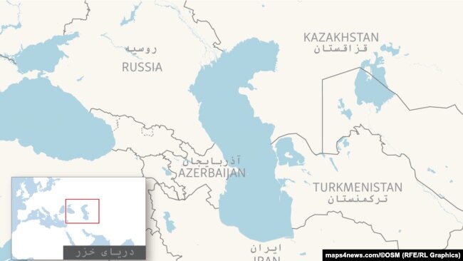 Карта Каспийского моря и прибрежных государств.