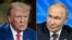 (FILES) (COMBO) This combination of pictures created on November 07, 2024 shows former US President and Republican presidential candidate Donald Trump (l) attends a Fox News Townn Hall moderated by US television host Harris Faulkner (out of frame), in Cum