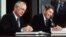 U.S. -- Soviet leader Mikhail Gorbatchev Gorbachev (L) and US President Ronald Reagan sign 08 December 1987 at the Washington summit a treaty eliminating US and Soviet intermediate-range and shorter-range nuke missiles.   