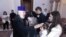 Armenia - Catholicos Garegin II blesses refugees from Nagorno-Karabakh at his Echmiadzin headquarters, January 5, 2025.