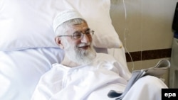 Iranian Supreme Leader Ayatollah Ali Khamenei after having surgery in a hospital in Tehran last month.
