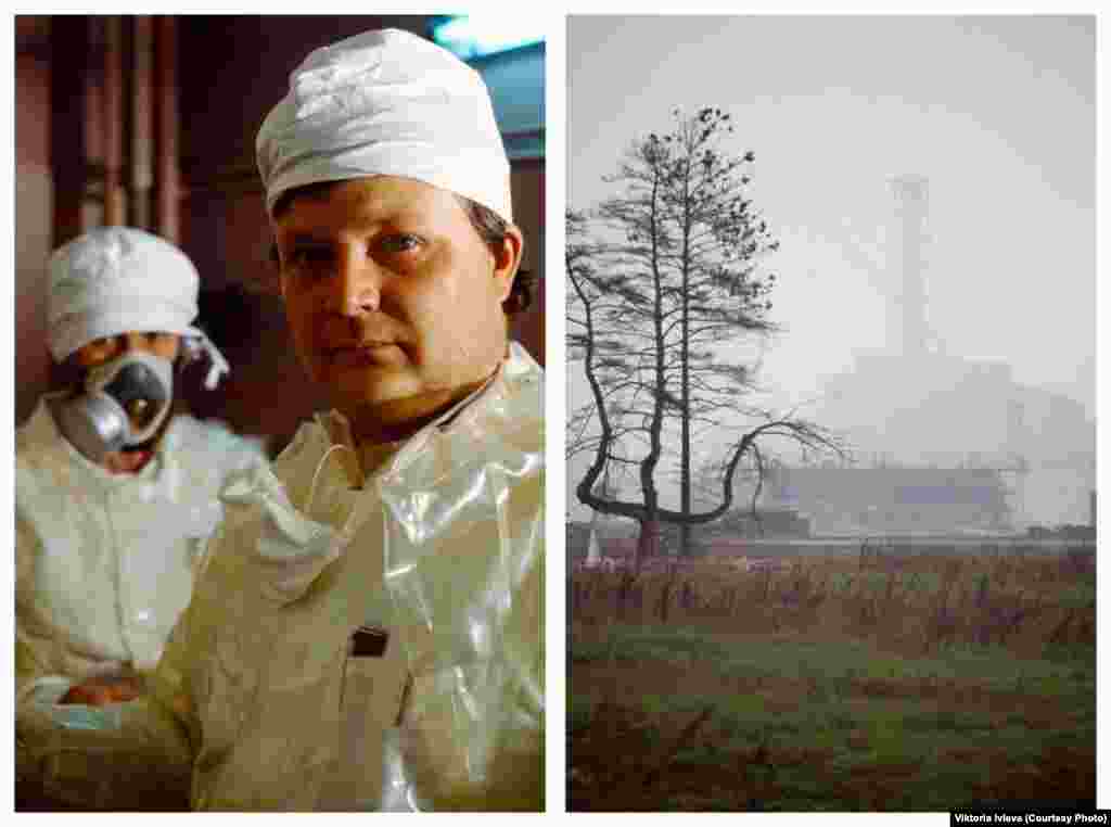 Scientists in special protective clothing (left) and a mutated pine tree against the backdrop of the nuclear plant.&nbsp;&quot;I was with people who knew very well how and where to go to minimize the danger,&quot; Ivleva says. &quot;It was infinitely interesting, since no journalists had been given access before.&quot; &nbsp; 