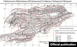 Кыргызстандын сейсмикалык картасы.