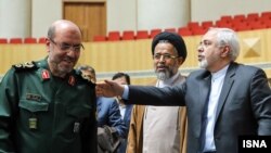 (LtoR) Iranian Defense Minister Hossein Dehghan, Intelligence Minister Mahmoud Alavi, and Foreign Minister Mohammadjavad Zarif. December 2016