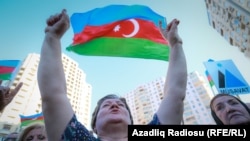 Акция протеста сторонников и членов оппозиционной партии «Мусават» против референдума по предлагаемому властями изменению Конституции. Баку, 18 сентября 2016 года. 