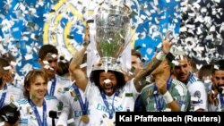«Реал Мадрид» празднует победу в финале Лиги чемпионов в Киеве, 26 мая 2018 год
