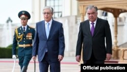 Қазақстан президенті Қасым-Жомарт Тоқаев және Тәжікстан басшысы Эмомали Рахмон. Душанбе, 19 мамыр 2021 жыл.