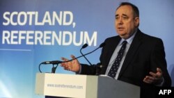 First Minister of Scotland Alex Salmond gives a speech to launch the consultation for an independence referendum in Edinburgh on January 25.