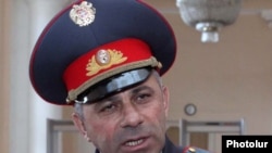 Armenia -- Alik Sargsian, chief of the national police, speaks to journalists, 14Apr2011.