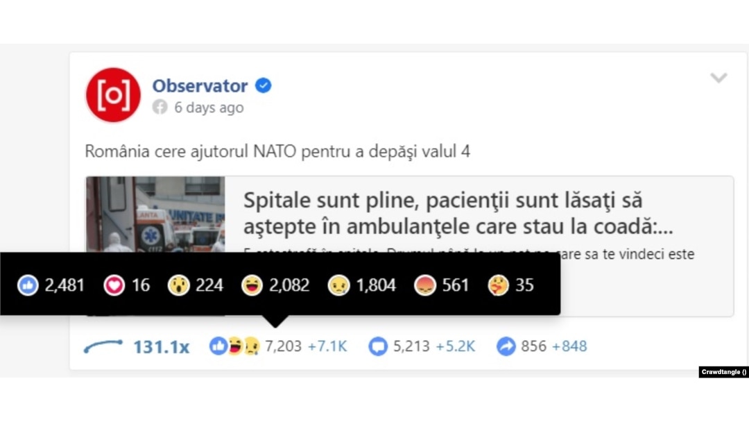 Un exemplu de postare la care mulți dintre cei care au interacționat au folosit emoticonul 🤣.