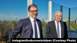 Predsednik Srbije Aleksandar Vučić (L) sa liderom Hrvatske demokratske zajednice Bosne i Hercegovine Draganom Čovićem u Beogradu, 26. oktobar 2021.