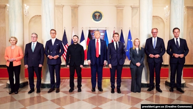 Зустріч «lев’ятки»: лідери України, США, Франції, Фінляндії, Німеччини, Великої Британії, Італії, ЄС і НАТО. Вашингтон, 18 серпня 2025 року