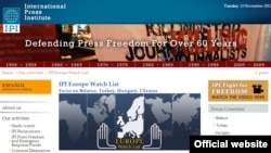 Халықаралық International Press Institute ұйымының веб-сайты. (Көрнекі сурет).