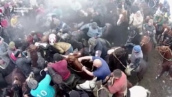 Kyrgyz Horsemen Go For The Goat