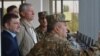 Armenia - CSTO Secretary General Nikolay Bordyuzha (second from left) watches the concluding session of CSTO military exercises at Bagramian shooting range, 3Oct2015.