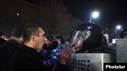 15/01/2015. Armenia, Gyumri. A clash between the protesters and the police took place in Gyumri, there are injured