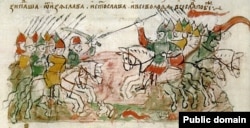 Бітва на Нямізе, малюнак з Радзівілаўскага летапісу