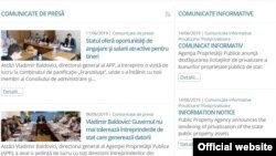 Pagină a site-ului APP