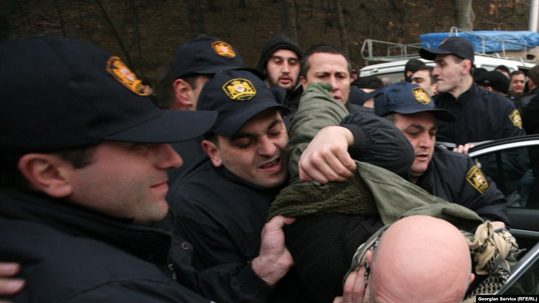Three veterans were detained by the police on Heroes' Square in Tbilisi on January 3.