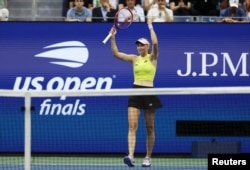 Елена Рыбакина US Open жарысын жеңген сәт. Нью-Йорк. 12 қыркүйек 2026 жыл.