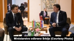 Ministri odbrane Srbije i Azerbejdžana Bratislav Gašić (D) i Agil Gurbanov na sastanku u Beogradu, 15. februar 2026.