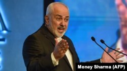 Iranian Foreign Minister Mohammad Javad Zarif speaks during the second day of the three-day Raisina Dialogue conference in New Delhi, January 9, 2019.