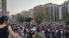 Crowds outside Belgrade's Palace of Justice on June 29, the second day of antigovernment protests.<br><br>Protesters are calling for the release of those arrested during earlier demonstrations, among other demands.