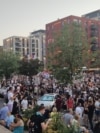 Crowds outside Belgrade's Palace of Justice on June 29, the second day of antigovernment protests.<br><br>Protesters are calling for the release of those arrested during earlier demonstrations, among other demands.
