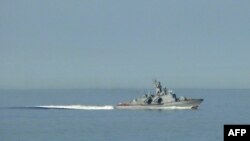 A missile ship of Turkmen navy takes part in an anti-terrorist naval exercise on the Caspian sea coast in September 2012