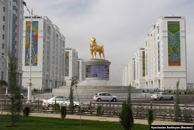 The Alabay dog statue is the latest of many imposing monuments that have been erected in the Turkmen capital.